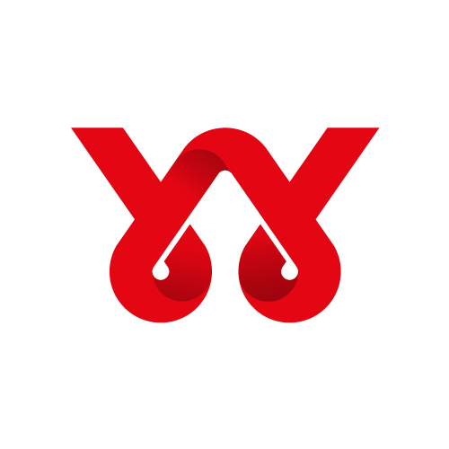 红色飘带W标志设计